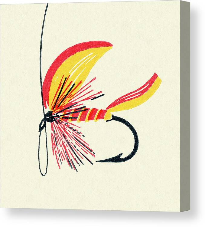 Activity Canvas Print featuring the drawing Fly Fishing Lure #1 by CSA Images