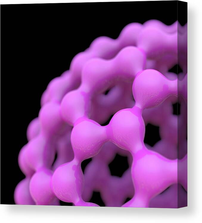 Black Background Canvas Print featuring the digital art Fullerene Molecule, Artwork #1 by Laguna Design