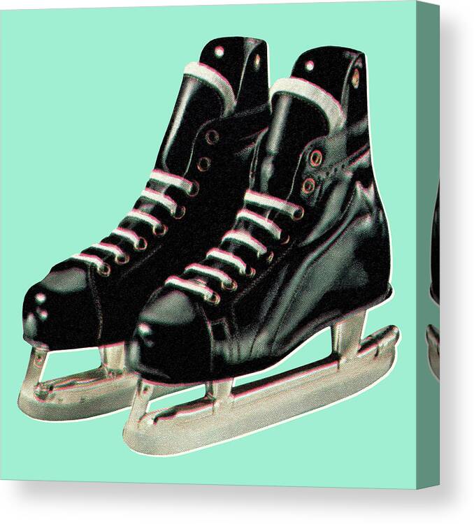 Activity Canvas Print featuring the drawing Hockey Skates #1 by CSA Images