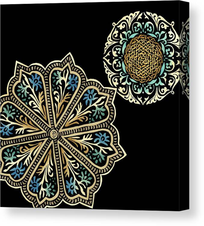 Decorative Elements Canvas Print featuring the painting Midnight Rosette IIi #1 by Chariklia Zarris