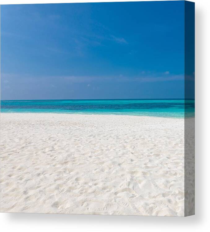 Landscape Canvas Print featuring the photograph Minimal Beach View, Sea Sand Sky #1 by Levente Bodo