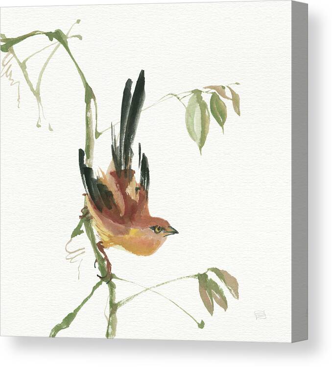 Animal Canvas Print featuring the painting Mountain Bush Warbler #1 by Chris Paschke