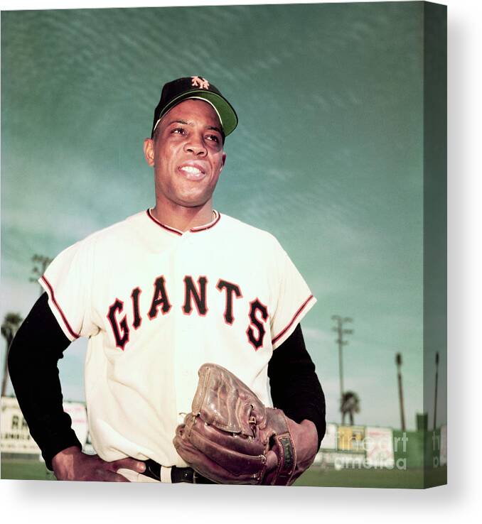 Baseball Cap Canvas Print featuring the photograph New York Giants Outfielder Willie Mays #1 by Bettmann