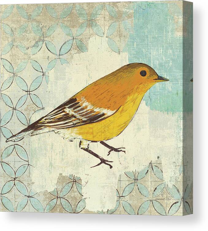 Animal Canvas Print featuring the painting Pine Warbler #1 by Kathrine Lovell