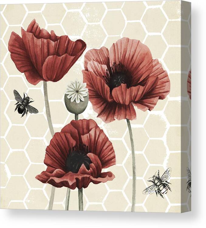 Botanical & Floral Canvas Print featuring the painting Poppy Buzz II #1 by Grace Popp