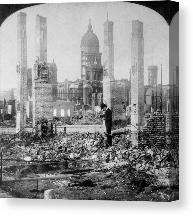 Rubble Canvas Print featuring the photograph San Francisco 1906 #1 by Hulton Archive