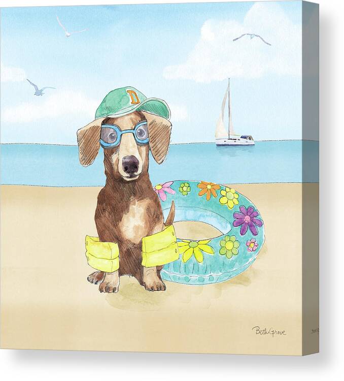 Animals Canvas Print featuring the painting Summer Paws IIi No Words #1 by Beth Grove