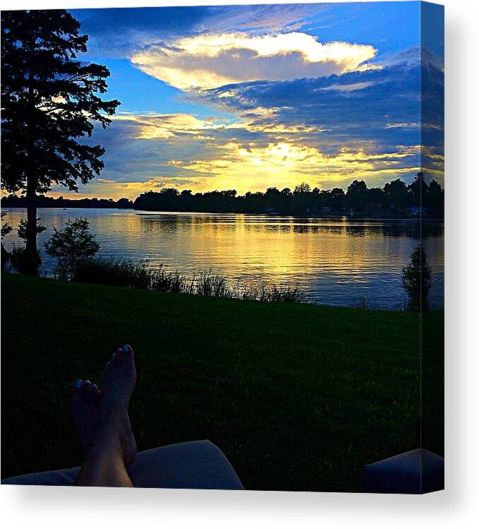Sunset Canvas Print featuring the photograph Sunset Lake #1 by Colette Lee