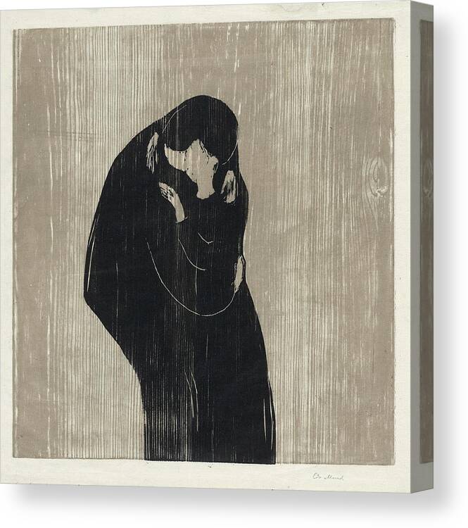 Figurative Canvas Print featuring the painting The Kiss Iv by Edvard Munch