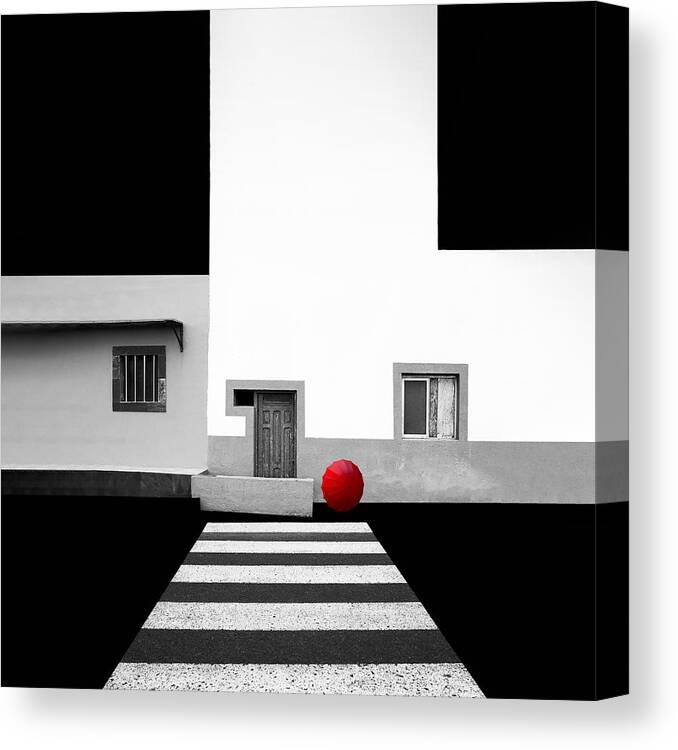 Architecture Canvas Print featuring the photograph The Red Umbrella #1 by Inge Schuster