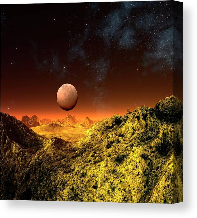 Concepts & Topics Canvas Print featuring the digital art Alien Planet, Artwork #13 by Mehau Kulyk