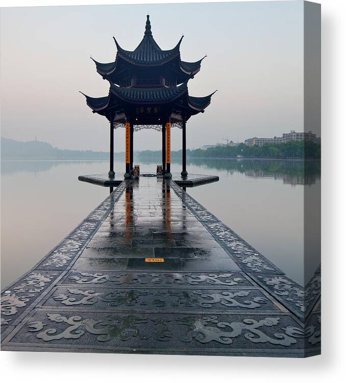 Estock Canvas Print featuring the digital art West Lake, Zhenjiang, China #13 by Luigi Vaccarella