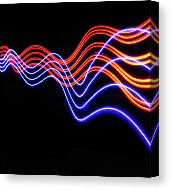Black Background Canvas Print featuring the photograph Abstract Light Trails And Streams #15 by John Rensten