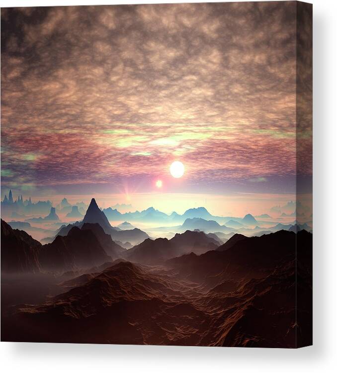 Concepts & Topics Canvas Print featuring the digital art Alien Planet, Artwork #18 by Mehau Kulyk