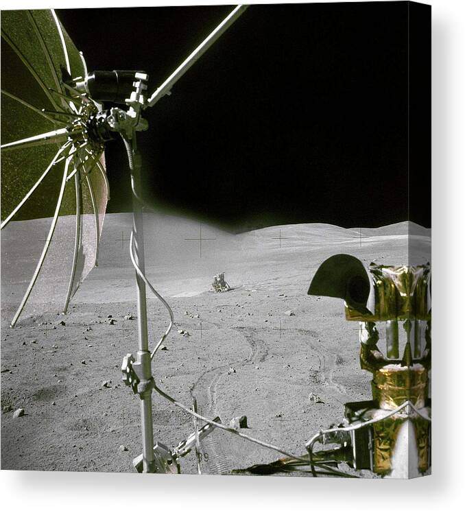 Science Canvas Print featuring the painting Apollo 16 Of The Lunar Rover nasa 4 #2 by Celestial Images
