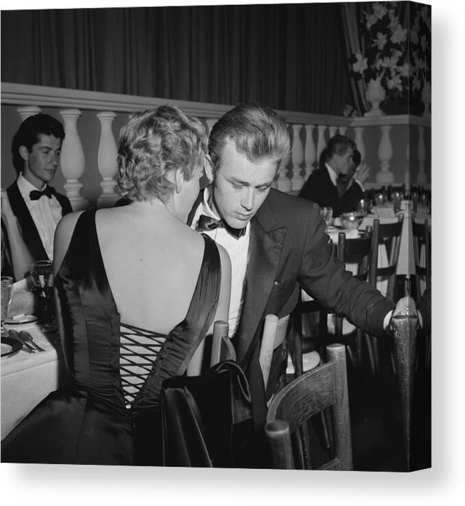 1950-1959 Canvas Print featuring the photograph James Dean And Ursula Andress #2 by Michael Ochs Archives