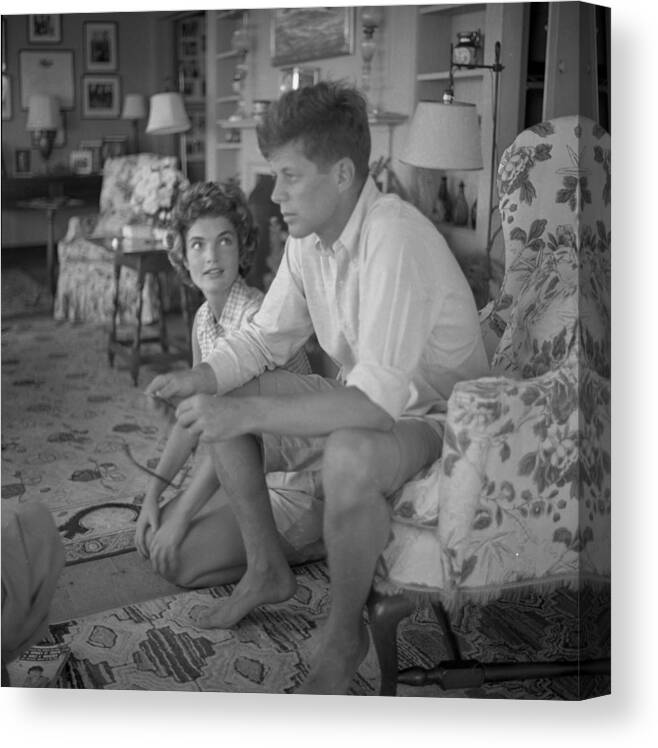 1950-1959 Canvas Print featuring the photograph Senator Kennedy Goes A Courting #2 by Hy Peskin Archive