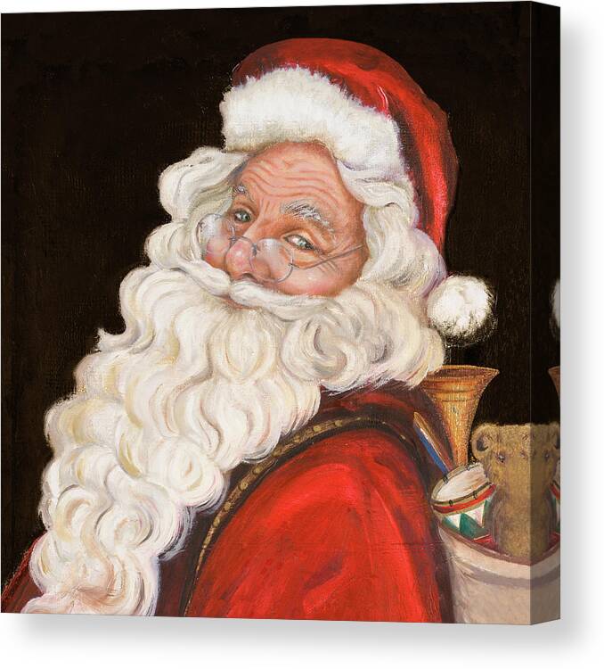 Smiling Canvas Print featuring the painting Smiling Santa #2 by Patricia Pinto
