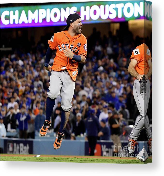 People Canvas Print featuring the photograph World Series - Houston Astros V Los by Harry How
