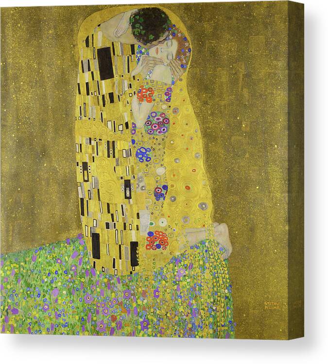 Art Nouveau Canvas Print featuring the painting The Kiss #23 by Gustav Klimt