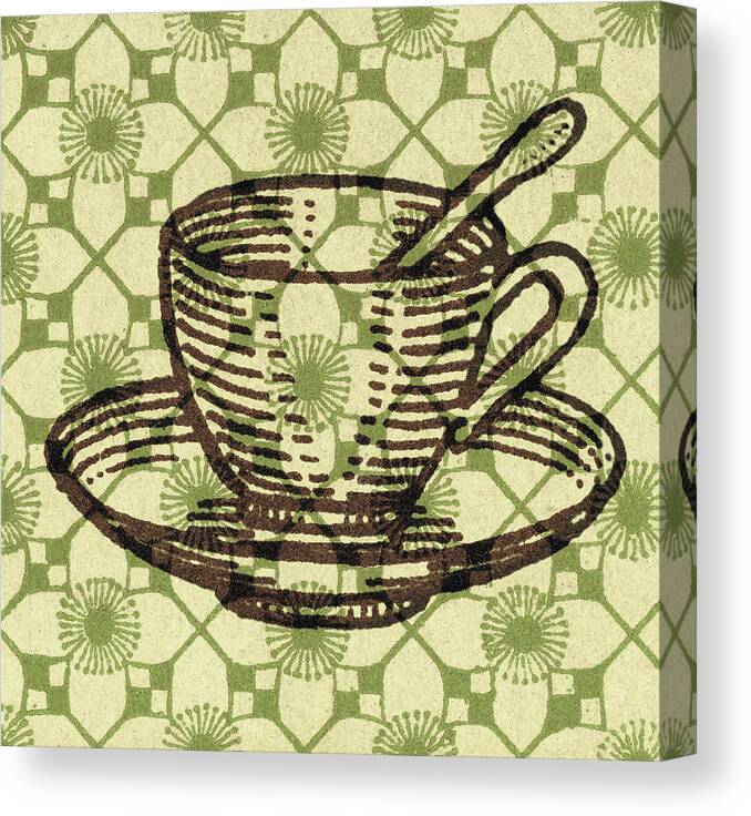 Background Canvas Print featuring the drawing Cup and Saucer #3 by CSA Images