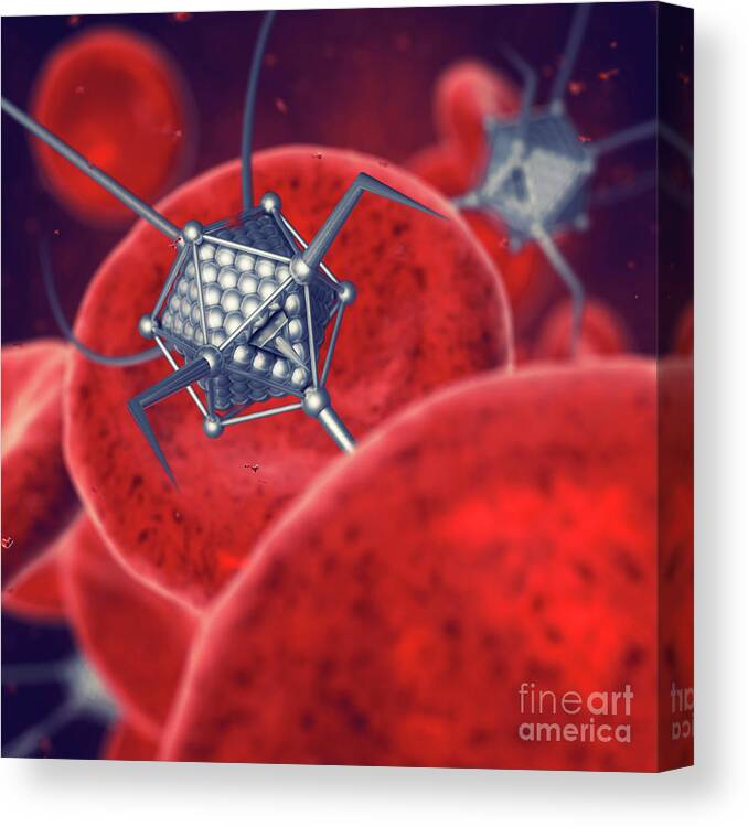 3d Canvas Print featuring the photograph Nanorobots In Blood Stream #3 by Nobeastsofierce/science Photo Library