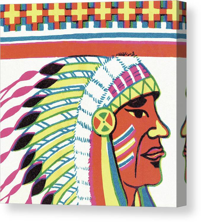 Adult Canvas Print featuring the drawing Native American Chief #3 by CSA Images