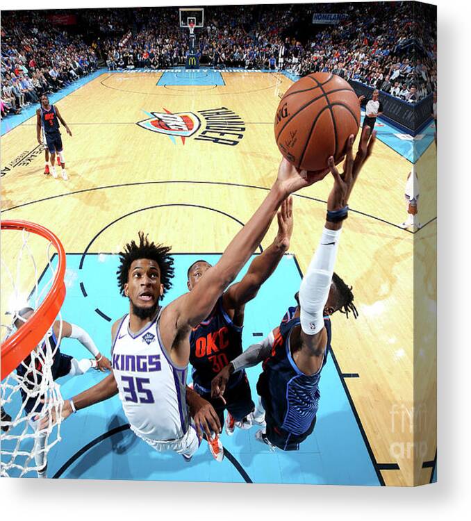 Nba Pro Basketball Canvas Print featuring the photograph Sacramento Kings V Oklahoma City Thunder by Joe Murphy