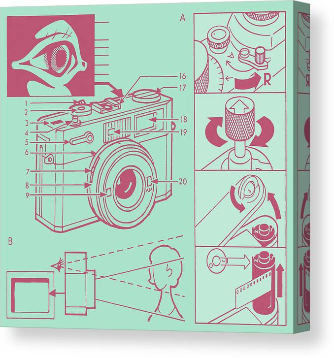 Camera Canvas Print featuring the drawing Camera #39 by CSA Images
