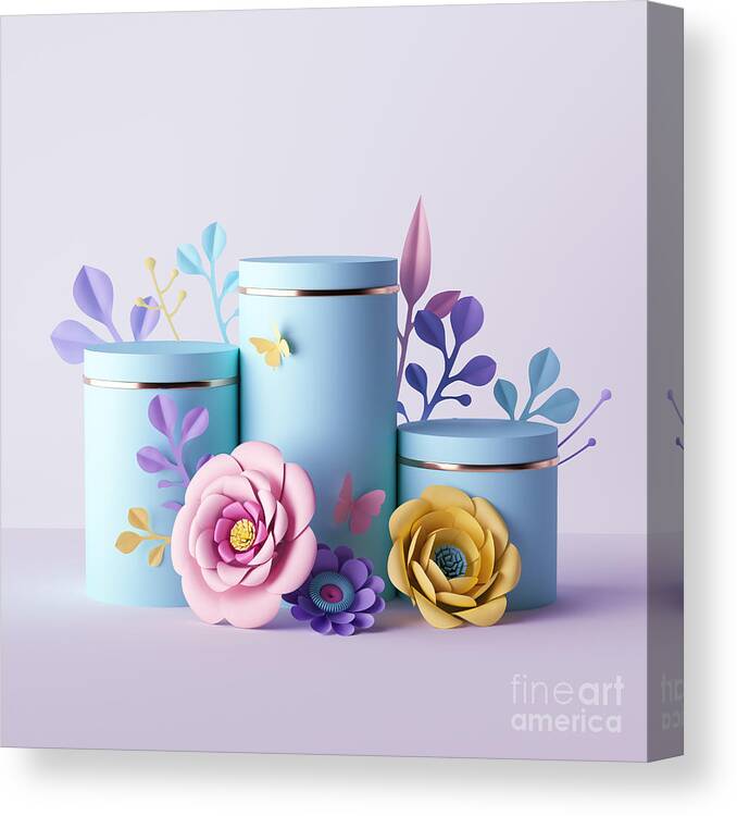 Contest Canvas Print featuring the photograph 3d Render, Botanical Background by Wacomka