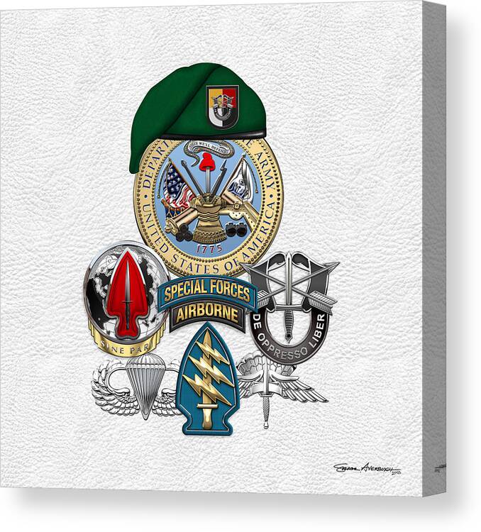  ‘u.s. Army Special Forces’ Collection By Serge Averbukh Canvas Print featuring the digital art 3rd Special Forces Group - Green Berets Special Edition by Serge Averbukh