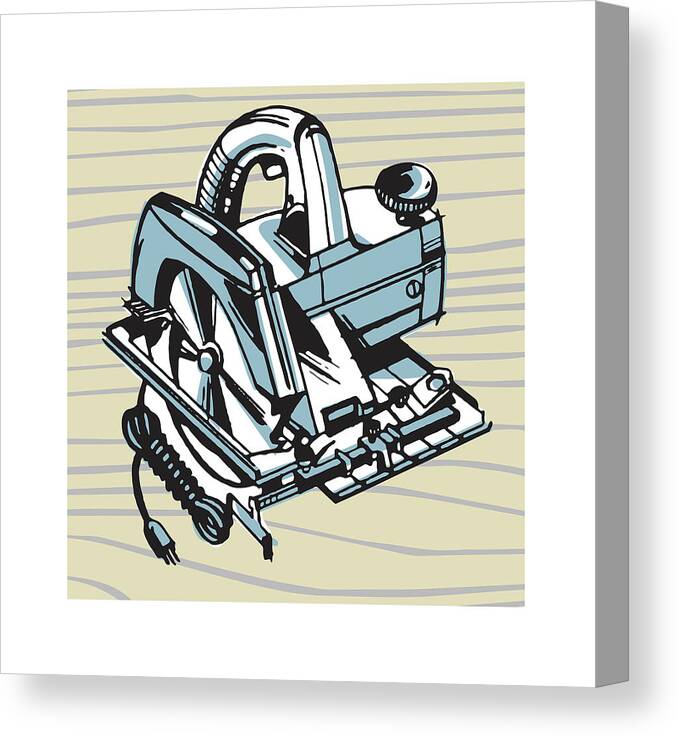 Blue Collar Canvas Print featuring the drawing Circular Saw #6 by CSA Images