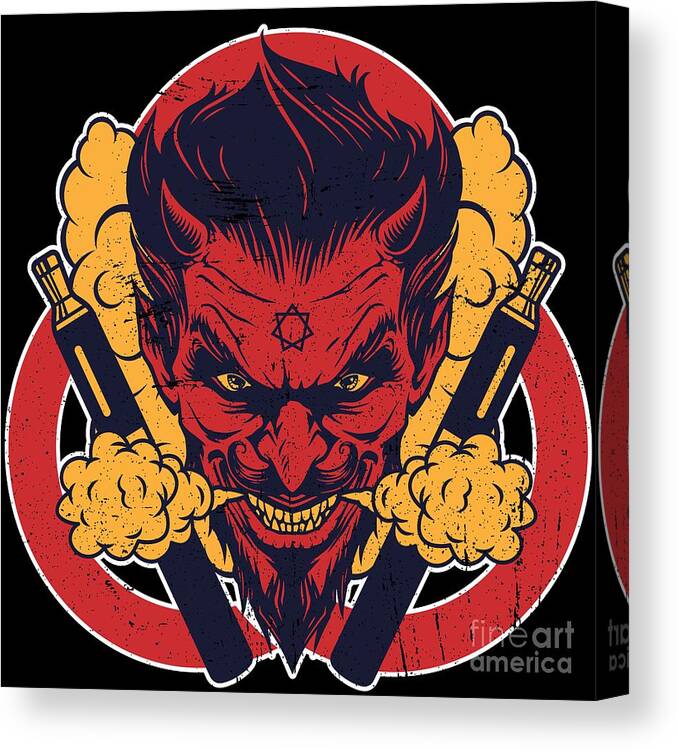 Vaping Canvas Print featuring the digital art Cloud Chaser Vaping Devil #6 by Mister Tee