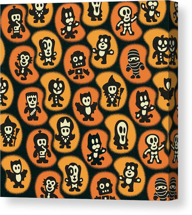 Background Canvas Print featuring the drawing Halloween Pattern #7 by CSA Images