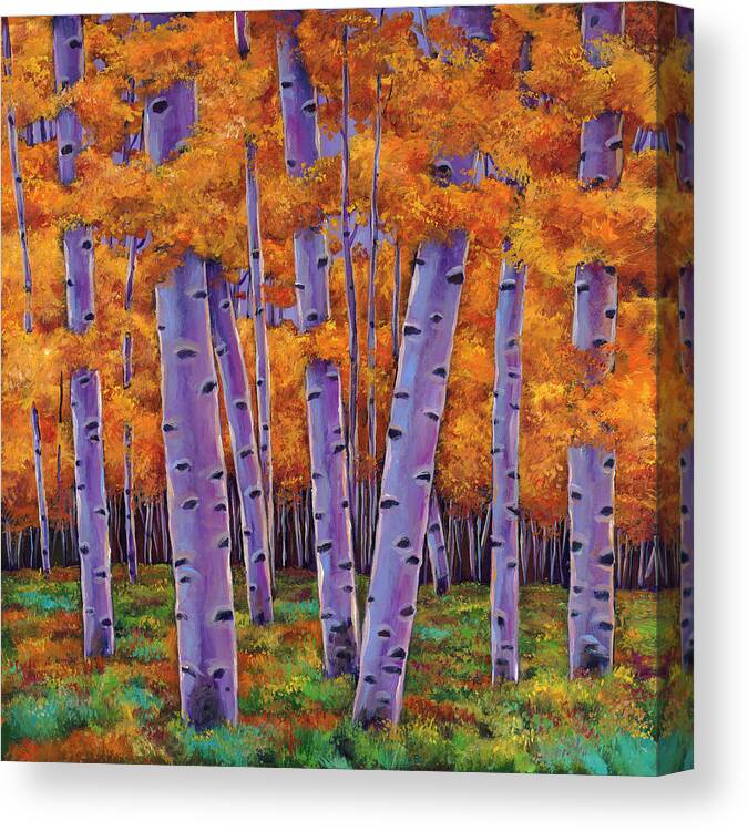 Aspen Trees Canvas Print featuring the painting A Chance Encounter by Johnathan Harris