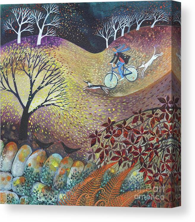 Wind Canvas Print featuring the painting A windy day by Lisa Graa Jensen