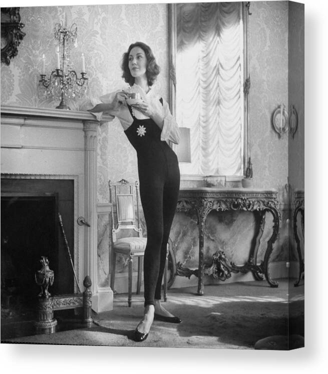A Woman Modeling A New Pair Of Pants Canvas Print Canvas Art By Sharland