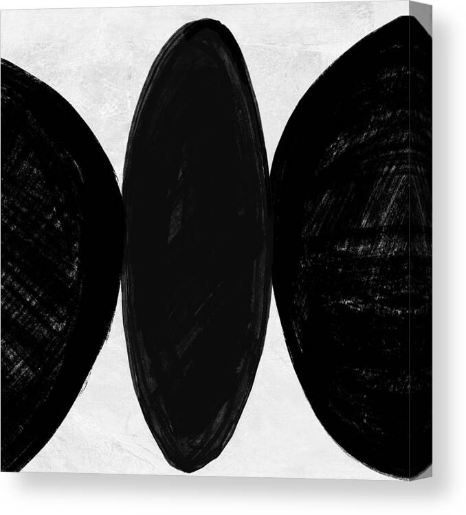 Minimalist And Tasteful Collection Of Mid-century Inspired Black And White Art. Beautiful And Clean Illustrations Canvas Print featuring the painting Abstract Black and White No.48 by Naxart Studio