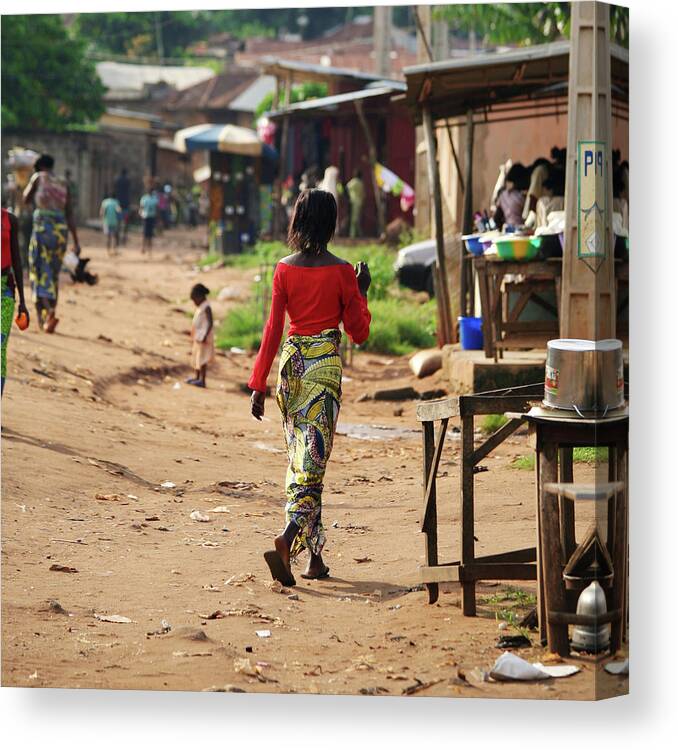 Trading Canvas Print featuring the photograph African Street Scene by Peeterv