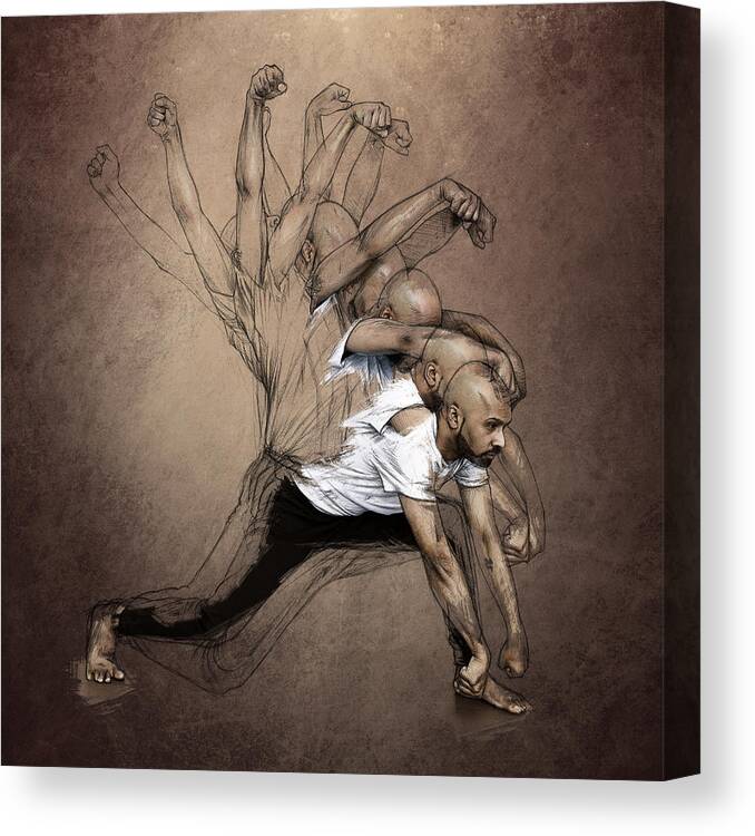 Sketch Canvas Print featuring the photograph Akram Khan by Sebastien Del Grosso