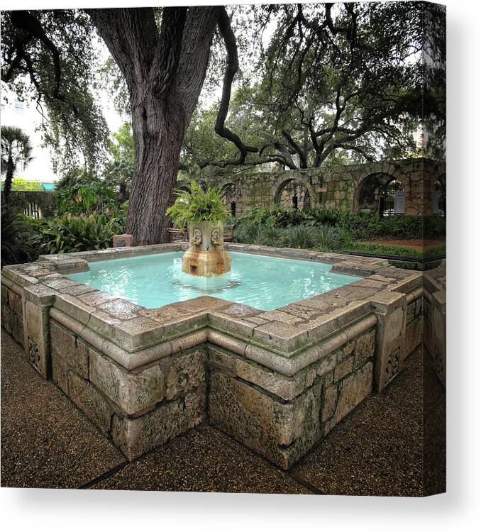 Fountain Canvas Print featuring the photograph Alamo Fountain by George Taylor