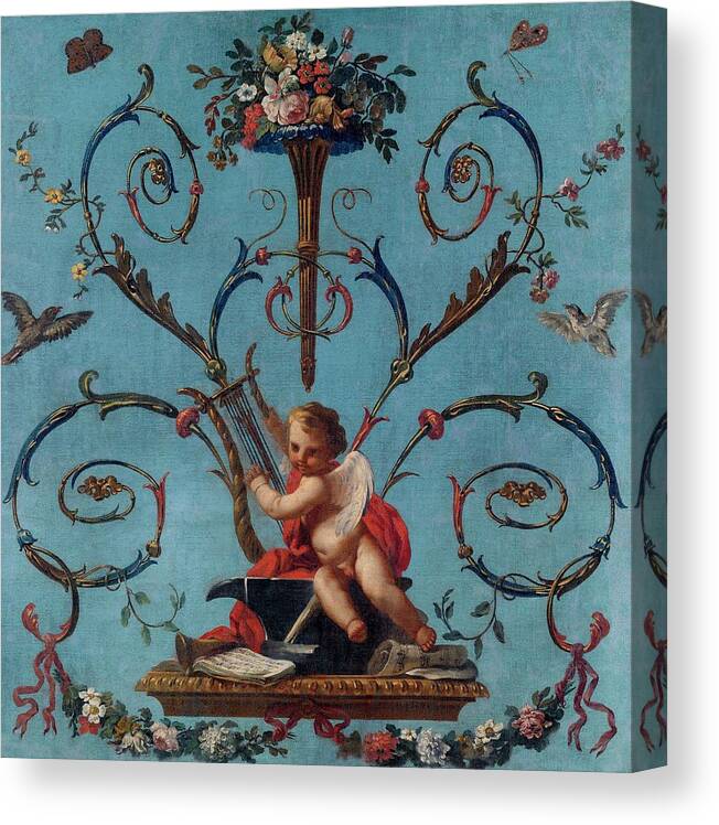 Allegory Of The Music Canvas Print featuring the painting 'Allegory of the Music', 1770-1780, Spanish School, Canvas, 117 cm x 113 cm, ... by Jose del Castillo -1737-1793-