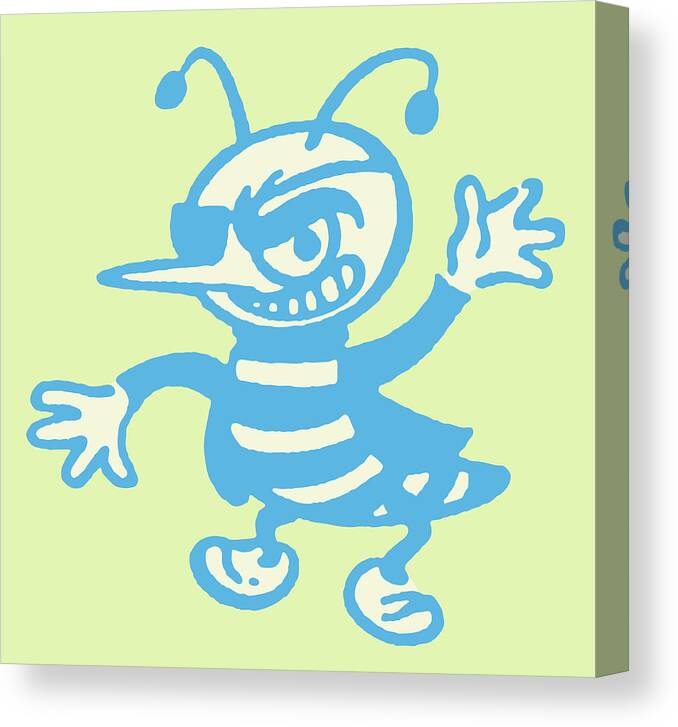 Agitated Canvas Print featuring the drawing Angry Bee Man by CSA Images