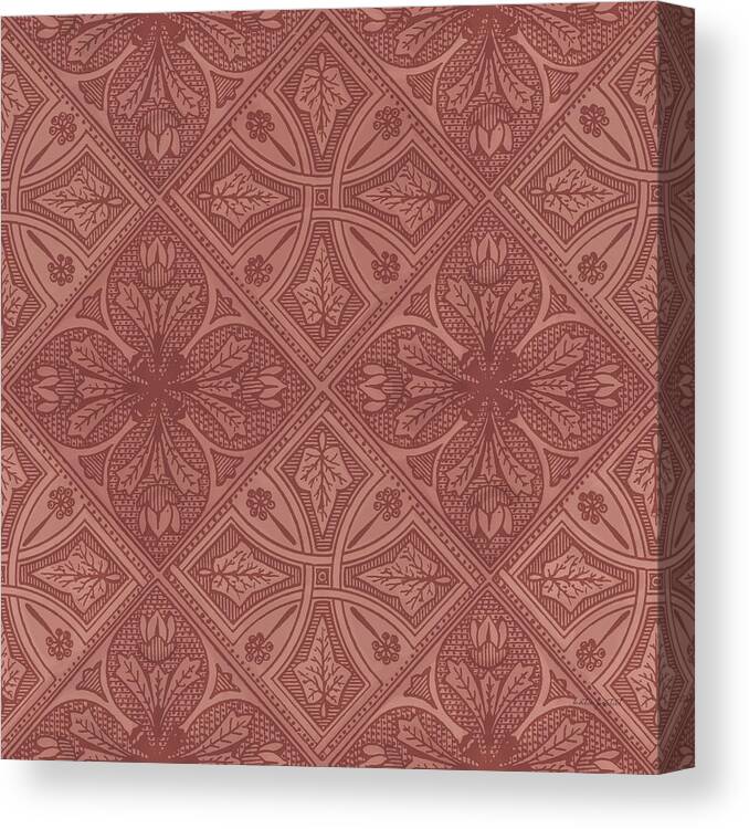 Coral Canvas Print featuring the painting Antiquarian Blooms Pattern IIid by Katie Pertiet