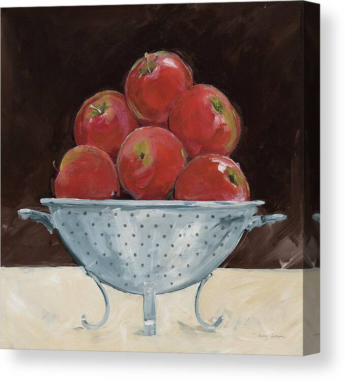 Apple Canvas Print featuring the painting Apples On Brown by Avery Tillmon