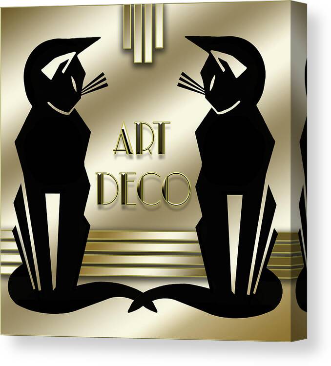Art Deco Canvas Print featuring the digital art Art Deco Cats by Chuck Staley