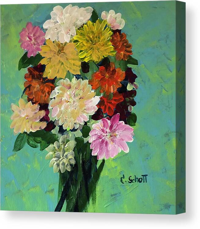 Flowers Canvas Print featuring the painting Autumn Mums by Christina Schott