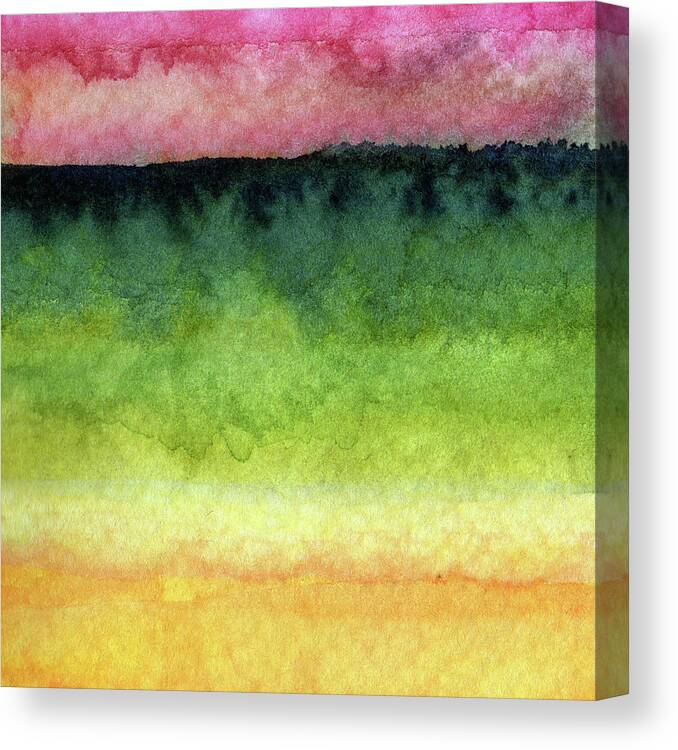 Abstract Landscape Canvas Print featuring the painting Awakened Too by Linda Woods