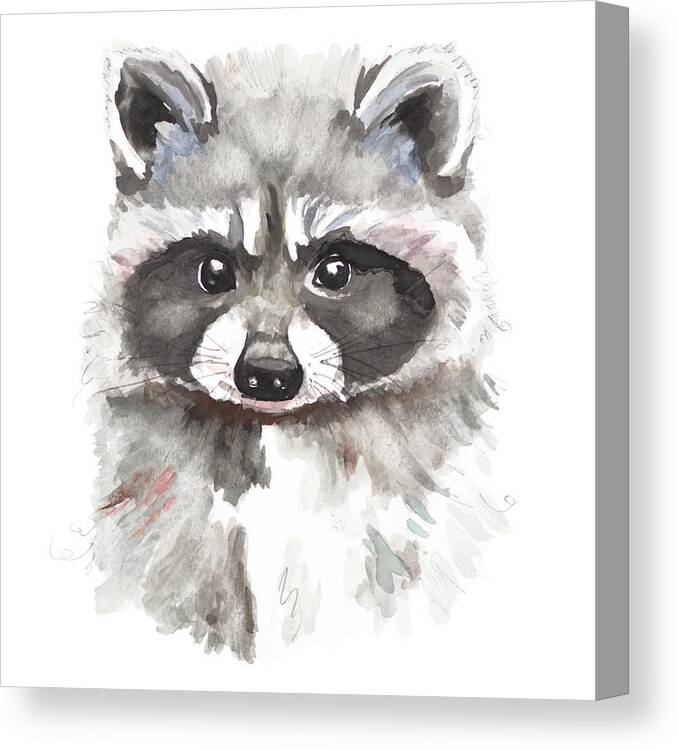 Baby Canvas Print featuring the painting Baby Raccoon by Patricia Pinto