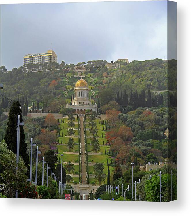 Bahai Canvas Print featuring the photograph Bahai Gardens and Temple - Haifa, Israel by Richard Krebs